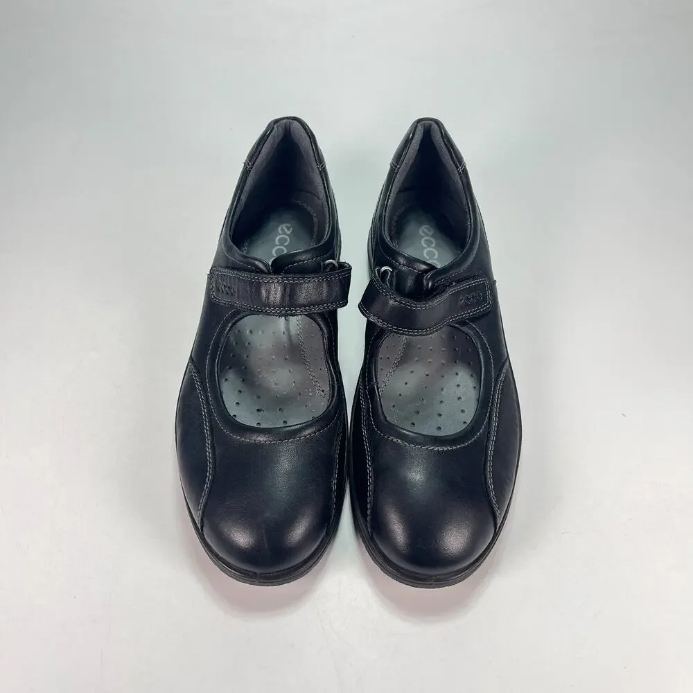 ECCO Dash Mary Jane Black Leather Comfort Flats Shoes Women's Size US 8.5 EU 39 - Picture 3 of 11